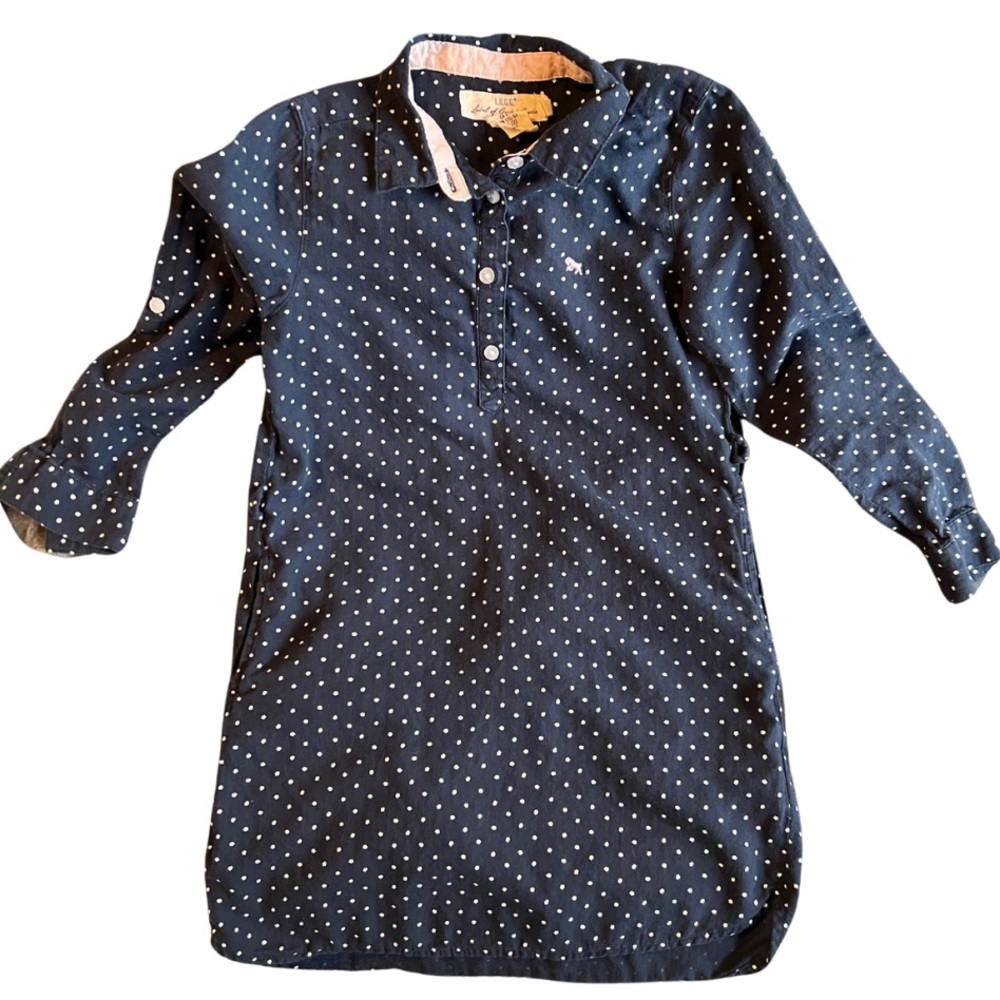H&M L.O.G.G. Navy Polka Dot Long Sleeve Dress (6-7Y)